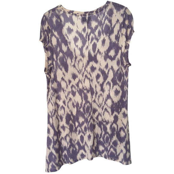 Anthropologie Deletta Sz L Ikat‎ Tunic Tee Lavender Purple Cream Cap Sleeve - Picture 3 of 8
